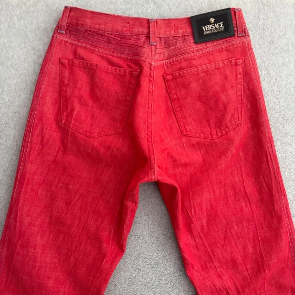 Versace Jeans Couture Mens Red Contrast Stitch Straight Leg Jeans IT 46 30x34